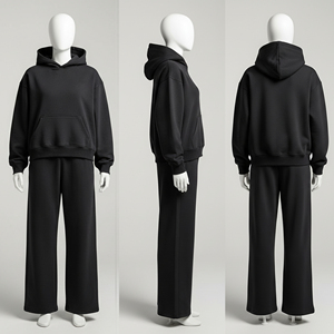 Survêtements de sport en coton et polyester Survêtements de sport unisexes Survêtements personnalisés en gros pour femmes Sweat à capuche surdimensionné et pantalon baggy - Product Image 1