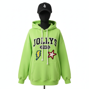 Sweat à capuche pour femme de haute qualité en mélange de coton 320GSM, molleton vert lime, toucher doux, logo brodé, basiques pour femmes - Product Image 6
