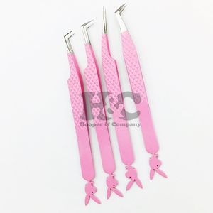 Pince à épiler haut de gamme Style pince à cils rose durable Logo 90 degrés pince à épiler extension de faux cils Style inférieur emballage vison - Product Image 6
