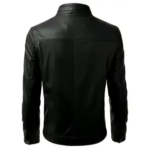 Nuevas chaquetas de cuero Diseños de moda Niños Estilo clásico Biker Motocicleta Chaqueta de cuero negro con múltiples bolsillos para hombres