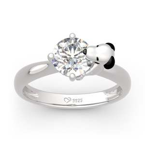 Bague fine en argent sterling Jeulia Hug Me Live in the Present Puppy à coupe ronde - Product Image 3