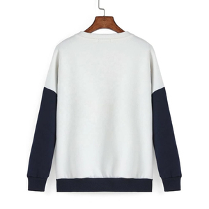 Sudaderas de mujer de algodón 100% de peso pesado hechas en fábrica de talla grande de punto cuello redondo parte inferior elástica empalme colores - Product Image 6