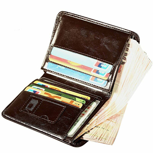 <b>Men's</b> Genuine Leather Slim <b>Wallet</b> With Striped Lining Fold Closure Card Holder Short Length Minimalist Design - Product Image 6