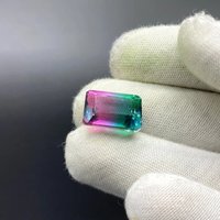 Piedra de turmalina bioquímica creada en laboratorio de 10x14 mm, corte esmeralda, cambio de color, relleno de fracturas, diseño único, gemas sueltas calibradas
