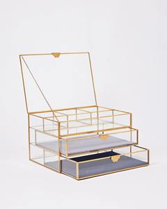 Boîte à bijoux en métal élégante, rangement écologique, organisateur portable pour accessoires féminins, cadeau fantaisie - Product Image 1