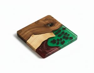 Sous-verres en résine de bois durables personnalisés |   Sous-verres en bois et résine époxy faits à la main, impression découpée |   Utilisation promotionnelle en gros - Product Image 2