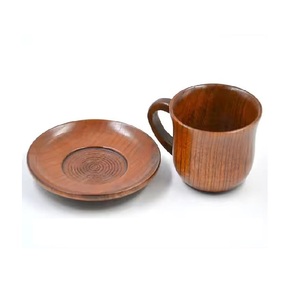Ensemble de soucoupes et cuillères en bois de qualité luxueuse pour servir du thé, du café, cadeau d'anniversaire parfait pour les amateurs de thé - Product Image 2