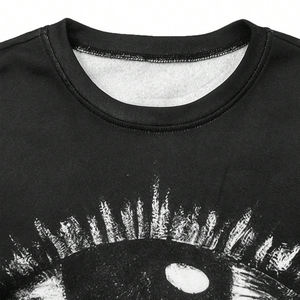 Black High Quality Winter Casual Solid <b>Fleece</b> Cotton Eco-Friendly Digital Printed <b>Men's</b> Sweat Shirts with Own Design - Product Image 3