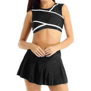 Disfraz de Animadora para Mujer, Conjunto de Uniforme de Animadora para Adultos, Top Corto + Falda Plisada, 2 Piezas - Product Image 3