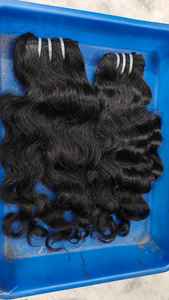 Venta al por mayor de vendedores de cabello virgen, extensiones de cabello humano indio ondulado y recto natural Paquete de cabello indio crudo de proveedor de India - Product Image 3