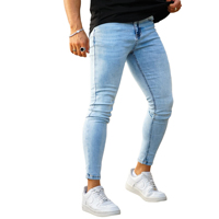 Celana Pensil Pria OEM Custom High Street, Bahan Denim Polyester/Katun, Anti Air, Anti Angin, Bernapas, Pinggang Sedang, Motif Kartun