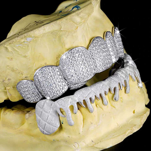 Dientes de plata 925 personalizados de Hip Hop para hombre Grillz Iced out Moissanite Diamond Grillz Teeth on White Gold Chain Best Price Jewelry - Product Image 3