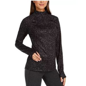 Ideology Maglia da donna traspirante con zip a un quarto stampata nera taglia XX-Large - Product Image 1