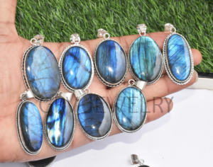 Lote al por mayor de colgantes de plata esterlina 925 étnicos hechos a mano, piedras preciosas de labradorita azul Natural para bodas, compromisos, fiestas - Product Image 3