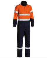 Combinaison de travail haute visibilité pour hommes en coton/polyester, respirante, imperméable, avec bandes réfléchissantes, antistatique, fluorescente, pour travaux routiers