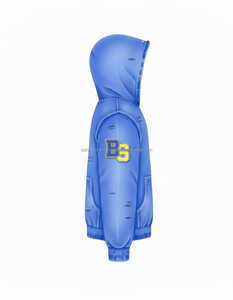 Sweat à capuche à fermeture éclair en polaire lourde de qualité supérieure 420 GSM tissu brossé doux couleur bleu ciel patch brodé personnalisé logo design basics sweat à capuche - Product Image 3