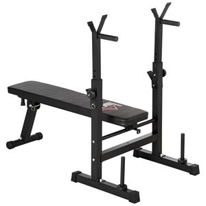 Banc de musculation pliable HOMCOM avec 8 hauteurs réglables et support d'haltères en acier et PU, 140x73x98-122 cm, noir - Product Image 1