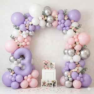 Globo Gigante de Número 3 en Color Lila de 40 Pulgadas - Globo Morado Pastel de 100 cm para Decoración de Fiestas de Cumpleaños y Eventos de Aniversario España - Product Image 2