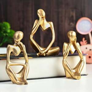 Handmade Modern Design Tabletop Sculpture <b>Statue</b> Set 3 Aluminum Brass <b>Gold</b> Plated for Home Decorative Christmas Wedding - Product Image 5