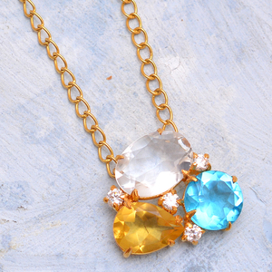 สร้อยคอเงินแท้ชุบทอง 14k ประดับด้วยพลอยแคลเซโดนีสีขาวธรรมชาติ สไตล์คลาสสิก เหมาะสำหรับงานแต่งงาน ขายดี - Product Image 2