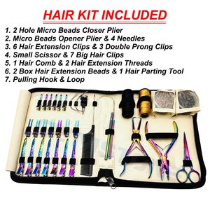 Kit de Herramientas de Acero Inoxidable para Extensiones de Cabello: Alicates de Anillado de Micro Anillos, Alicates de Crimpado de Nano Perlas, Clips y Tijeras para Perlas - Product Image 2