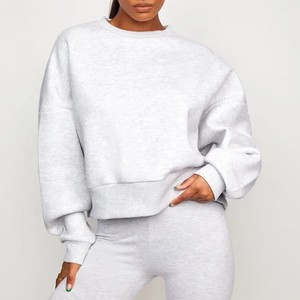 2025 Sudadera de cuello redondo de gran tamaño personalizada para mujer, sudadera 100% de algodón de alta calidad para mujer, sudadera pesada - Product Image 1