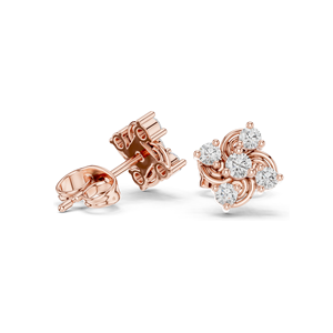 Pendientes de Diamantes Florales de Laboratorio de 0.33 CT, Diamantes VVS-VS EF CVD, Oro de 18KT, 14KT, 10KT y Plata 925, Oro Rosa, Amarillo, Blanco - Product Image 4