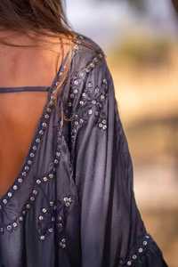 ชุดเดรสมิดิปักสไตล์โบฮีเมียนของผู้หญิงชุดทำงานเซ็กซี่เสื้อผ้าชายหาดครึ่งแขนเสื้อลำลองซักได้พิมพ์ลายขนาดฟรีไซส์ - Product Image 5