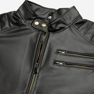 Veste en cuir pour hommes confortable et souple High Street livraison rapide taille régulière saison d'hiver veste en cuir de motard pour hommes - Product Image 5
