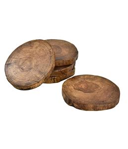 ชุดแผ่นรองแก้วไม้สักจากเปลือกไม้ธรรมชาติ 5 ชิ้น แผ่นรองแก้วไม้ทรงกลมสำหรับเครื่องดื่ม - Product Image 1
