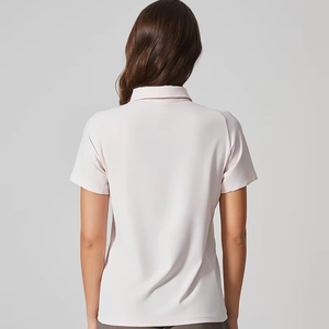 Logotipo personalizado bordado mujer Slim Fit Spandex Nylon para Polos Casual longitud corta de punto camisetas diseño transpirable - Product Image 3