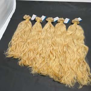 Stock limité de grands paquets de cheveux humains vierges vietnamiens doux ondulés alignés couleur blonde de trame de dentelle de cuticule - Product Image 2