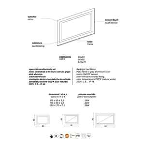 Reversible 120X70 CM <b>LED</b> <b>Wall</b>-Mounted Aluminum Frame Water-Resistant Minimalist Bathroom <b>Mirror</b> with Touch Sensor - Product Image 6