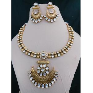 Classic Indian Wedding AC Kundan Set Jewelry Set with Earrings for Women Girls <b>Simple</b> Look Kundan Bridal <b>Necklace</b> Set - Product Image 1