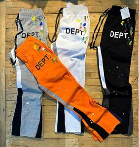 Pantalon de jogging cargo 100% coton à jambe droite pour homme, confortable, respirant, imperméable, décontracté, coupe ample, plat - Product Image 1