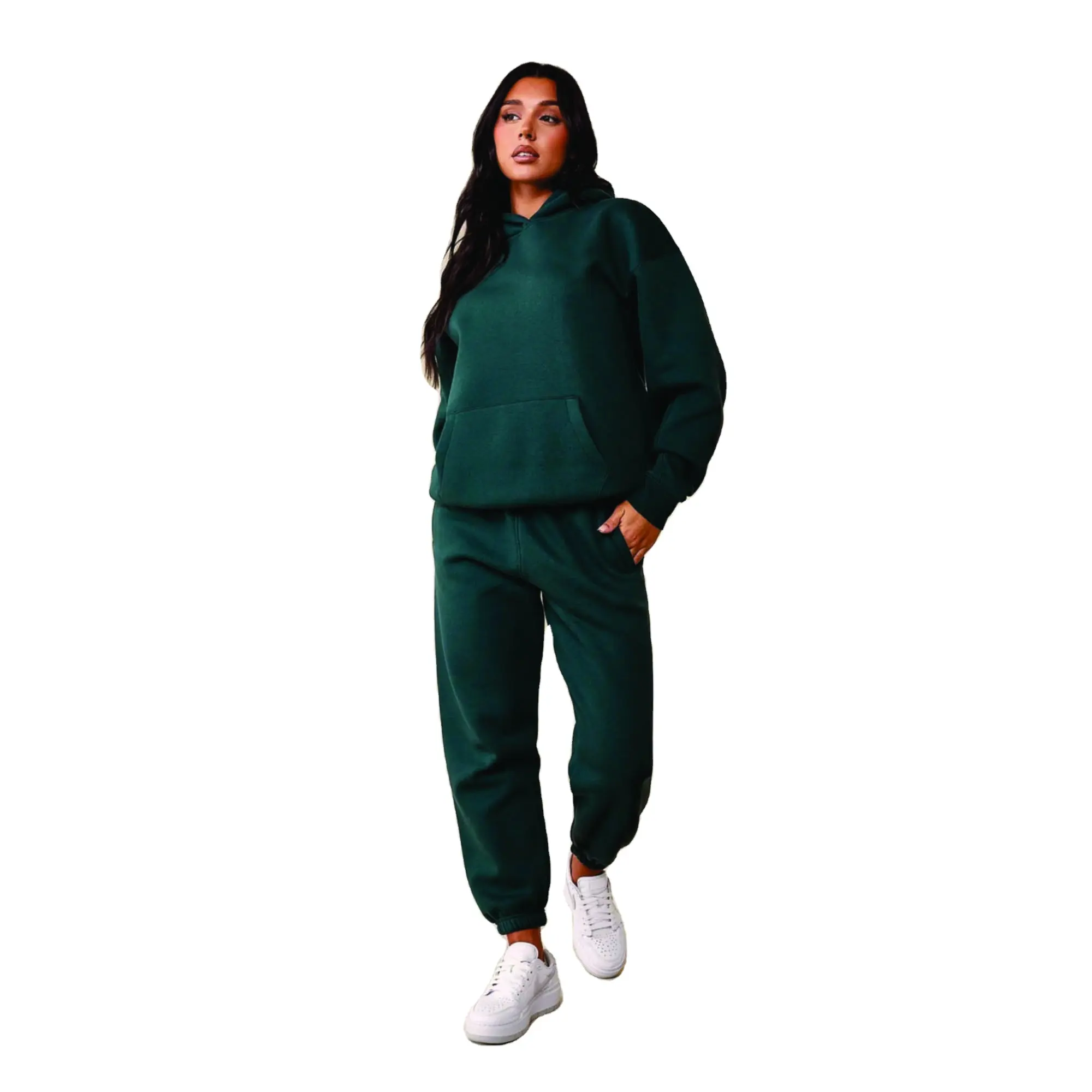 Custom Logo Plus Size Casual Wear Fashion 2 Piece Set Jogger Sweatshirt Sweatpants Tracksuit for Women