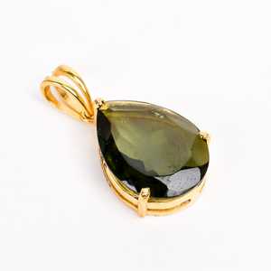 Colgante de moldavita natural hecho a mano artesanal, oro sólido de 14K con juego de puntas, colgante de regalo de boda, colgante de oro sólido - Product Image 2