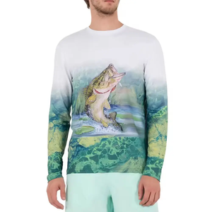 Polo de pêche à manches longues avec sublimation personnalisée Maillot de pêche respirant à séchage rapide avec protection UV pour hommes jeunes - Product Image 6