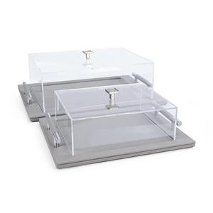 Bandeja para servir comida de acero inoxidable con asas de madera y tapa acrílica en el precio más bajo, Bandejas para servir vajilla de restaurante - Product Image 6