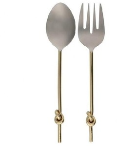Classic Brass Handle <b>Salad</b> <b>Server</b> Set Timeless Dining Serving Utensil Decorative Kitchenware - Product Image 1