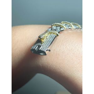 Bracelet à maillons cubains glacés 14MM VVS Moissanite Diamant Bracelet à maillons cubains Hip Hop Miami Bracelet cubain - Product Image 6