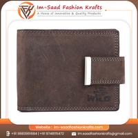 Dompet Kulit Pria Premium Buatan India dengan Tempat Kartu, Dompet Pria Bergaya, Pasokan Ekspor Grosir