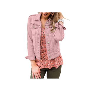 2024 Top vente femmes basique manches longues université veste bouton ajusté coton veste broderie respirant Denim Viscose - Product Image 1