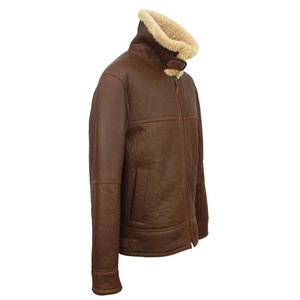 Veste en cuir pour homme de haute qualité en fourrure, nouvelle conception de qualité supérieure, en peau de mouton shearling, aviateur, hiver et logo personnalisé pour homme - Product Image 5