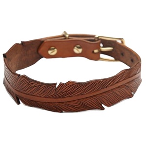 ปลอกคอสุนัขหนังแท้คุณภาพสูงพิเศษดีไซน์ขนนกสำหรับตัดขนแข็งมีทุกขนาด-ผู้ผลิตโดยตรง - Product Image 2