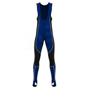 Pantalones de Ciclismo con Tirantes para Hombre, Color Azul y Negro, con Bloques de Color, Transpirables, Ajustados, Largos, Material de Spandex y Nailon - Product Image 2