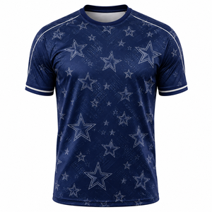 เสื้อฟุตบอลพิมพ์ลายดาวแบบกำหนดเอง สีกรมท่าขาว ลายพิมพ์ทั่วตัว ระบายอากาศได้ดี ชุดทีมแบบซับลิเมชั่น ขายส่ง - Product Image 4