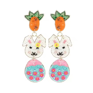 Handmade Christmas Rabbit Earrings for Women Rice Seed <b>Beaded</b> Dangle Jewelry Fashion Style <b>Direct</b> from India - Product Image 2