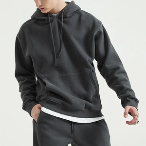 Sudadera con capucha unisex de hip hop de gran tamaño de alta calidad color sólido sudadera Lisa precio de fábrica al por mayor para hombres para invierno - Product Image 2