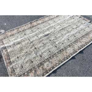 Vintage 5 X 8.2ft Tapis Turc Beige Marron Classique Grande Surface Laine Latex Support Rectangulaire Abstrait Motif Couloir pour Chambres - Product Image 2